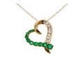 14k Yellow Gold Emerald And Diamond Heart Pendant Necklace