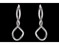 14k White Gold Elongated Twisted Electroform Earrings
