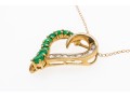 14k Yellow Gold Emerald And Diamond Heart Pendant Necklace