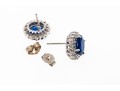 14K White Gold Sapphire And Diamond Halo Earrings