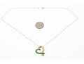 14k Yellow Gold Emerald And Diamond Heart Pendant Necklace