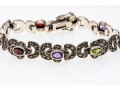 Colorful Stone And Marcasite Sterling Bracelet