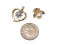 10K Heart And Floral Pearl Set Pendants