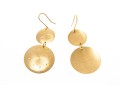 18k Yellow Gold Striking Brushed Stacked Pendant Earrings
