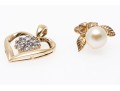 10K Heart And Floral Pearl Set Pendants