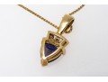 14k Yellow Gold Contemporary Trillion Cut Tanzanite And Diamond Pendant, With Chain