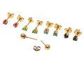 14k Yellow Gold Lot Of Five Stud Earrings, Including Blue Topaz, Rubies