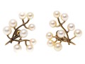 14k Yellow Gold Fabulous Vintage Cultured 3.5 Mm Pearl Spray Earrings