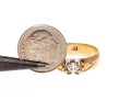 18k Yellow Gold Vintage Band Ring Set With European Cut Diamond, Size 7