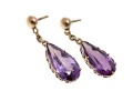 Vintage Style Pear Cut Purple Sapphire Pendant Earrings