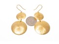 18k Yellow Gold Striking Brushed Stacked Pendant Earrings