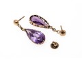 Vintage Style Pear Cut Purple Sapphire Pendant Earrings