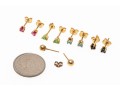 14k Yellow Gold Lot Of Five Stud Earrings, Including Blue Topaz, Rubies