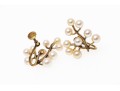 14k Yellow Gold Fabulous Vintage Cultured 3.5 Mm Pearl Spray Earrings