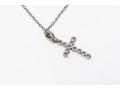 Petite Platinum And Diamond Cross Pendant Necklace