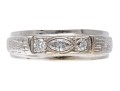 Handsome 14K White Gold Diamond Set Band Ring, Size 7.75
