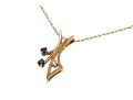 14k Yellow Gold Sapphire And Diamond Pendant Necklace
