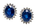 14K White Gold Sapphire And Diamond Halo Earrings