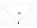 14k Yellow Gold Contemporary Trillion Cut Tanzanite And Diamond Pendant, With Chain