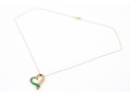 14k Yellow Gold Emerald And Diamond Heart Pendant Necklace