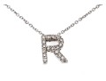 14K White Gold 'R' Initial Pendant Necklace