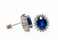 14K White Gold Sapphire And Diamond Halo Earrings