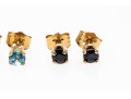 14k Yellow Gold Lot Of Five Stud Earrings, Including Blue Topaz, Rubies