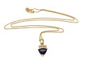 14k Yellow Gold Contemporary Trillion Cut Tanzanite And Diamond Pendant, With Chain