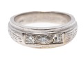 Handsome 14K White Gold Diamond Set Band Ring, Size 7.75