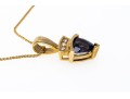 14k Yellow Gold Contemporary Trillion Cut Tanzanite And Diamond Pendant, With Chain