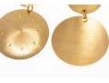 18k Yellow Gold Striking Brushed Stacked Pendant Earrings