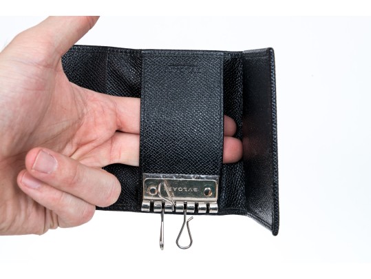 Bulgari Lot Of Two Small Leather Goods, Black Tones