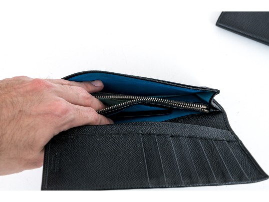 Bulgari Lot Of Two Small Leather Goods, Black Tones