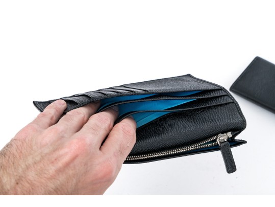 Bulgari Lot Of Two Small Leather Goods, Black Tones