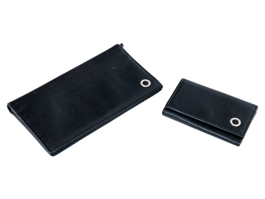 Bulgari Lot Of Two Small Leather Goods, Black Tones