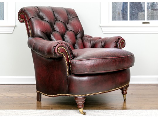 Decadent Hancock & Moore Burgundy Leather Upholstered Club Chair