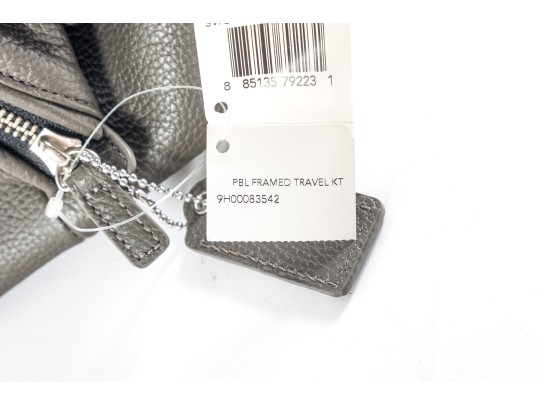 Coach Gray Pebble Leather Travel Kit Bag