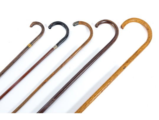 Five Antique Wood Canes