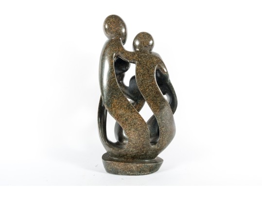 Shona Tribe Serpentine Stone Family Sculpture 
