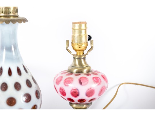 Vintage Cranberry Depression Glass Lamps