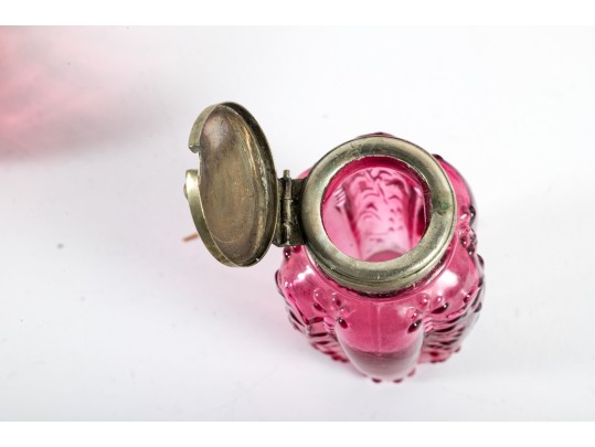 Cranberry Depression Glass Salt And Pepper Shakers