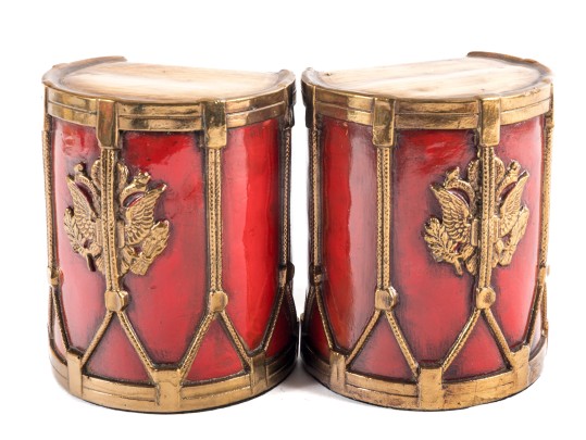 Vintage Marion Bronze Civil War Drum Bookends