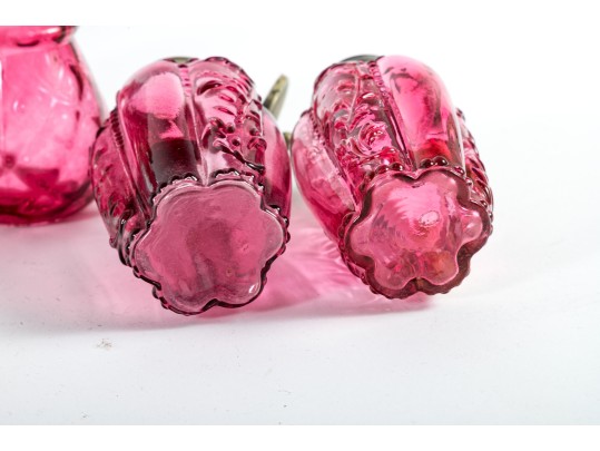 Cranberry Depression Glass Salt And Pepper Shakers