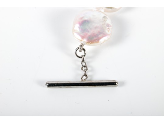 Cultured Coin Pearl Necklace, Bracelet, And Earrings