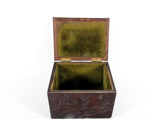 19th Century Arts & Crafts Carved Wood Box