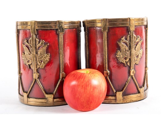 Vintage Marion Bronze Civil War Drum Bookends