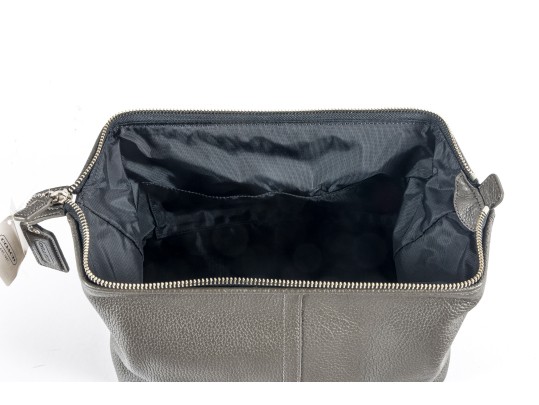 Coach Gray Pebble Leather Travel Kit Bag