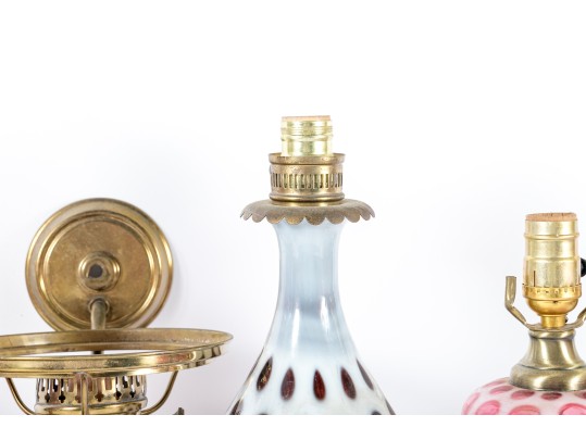 Vintage Cranberry Depression Glass Lamps