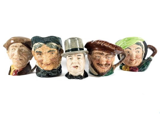 Five Vintage Royal Doulton Toby Mugs