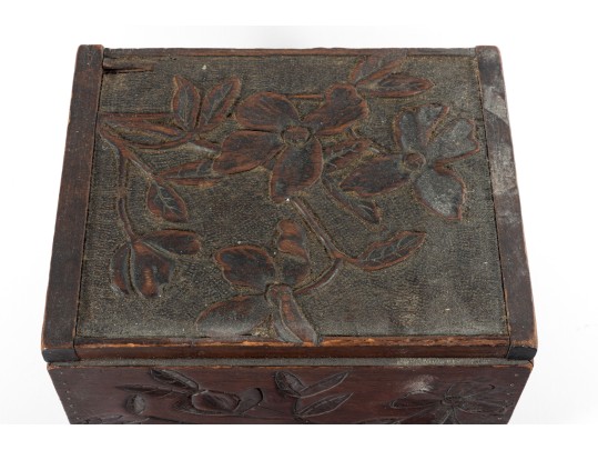 19th Century Arts & Crafts Carved Wood Box